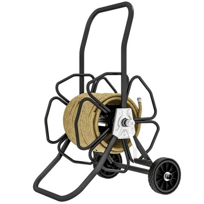 NAYSAYE Dolly Garden Hose Cart Weather Resistant Steel Frame with Smooth Rolling Wheels for Outdoor, Black, 20.3"*23.8"*30.9"