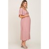 Pinkblush Mauve Front Tie Ruffle Sleeve Maternity Midi Dress - 2 of 4