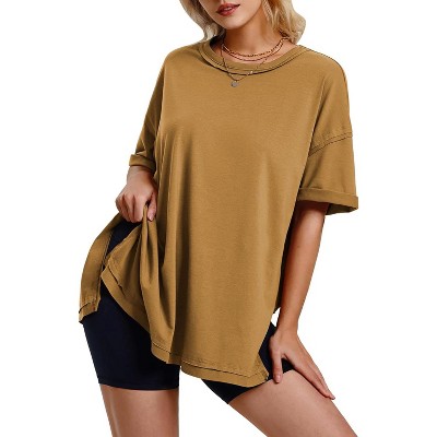 EXLURA Womens Summer Oversized T Shirts Casual Short Sleeve Loose Maternity Tops Crewneck Tunic Plus Gym Workout Top