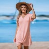 Women's Ivory/Khaki/Green/Blue Notched Neck Short Sleeve Cover-Up Dress - Cupshe - 3 of 4