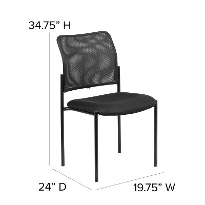 Black Mesh Stackable Steel Side Chair with Padded Seat