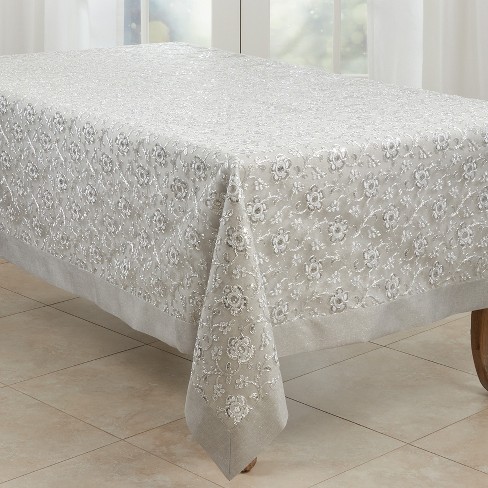 Saro Lifestyle Floral Design Embroidered Tablecloth : Target