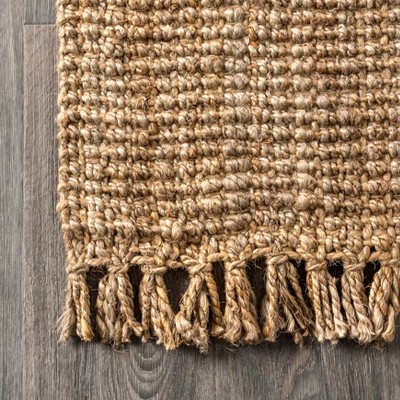 Handmade Reversible Light Blue Braided Jute Area Rug - 8.5x62 in