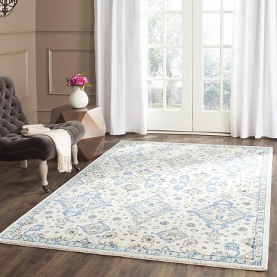 Elegant Ivory & Light Blue Reversible Synthetic Rug 4' x 6'
