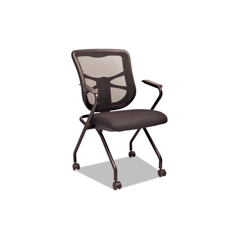 Alera Alera Elusion Mesh Nesting Chairs with Padded Arms, Supports Up to 275 lb, 18.11" Seat Height, Black, 2/Carton, 1 of 6