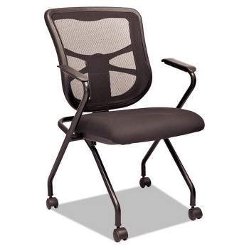 Alera Alera Elusion Mesh Nesting Chairs with Padded Arms, Supports Up to 275 lb, 18.11" Seat Height, Black, 2/Carton