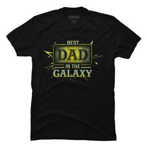 Men's Design By Humans Best Dad In Galaxy Badge By AmusingDesignCo T-Shirt - 1 of 2