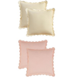 REGALWOVEN 4 Pcs Cotton Modern Soft Cozy Throw Pillow Covers with Scalloped Wavy Edge Designs for Home Decor 18 x 18 Inch - 1 of 4
