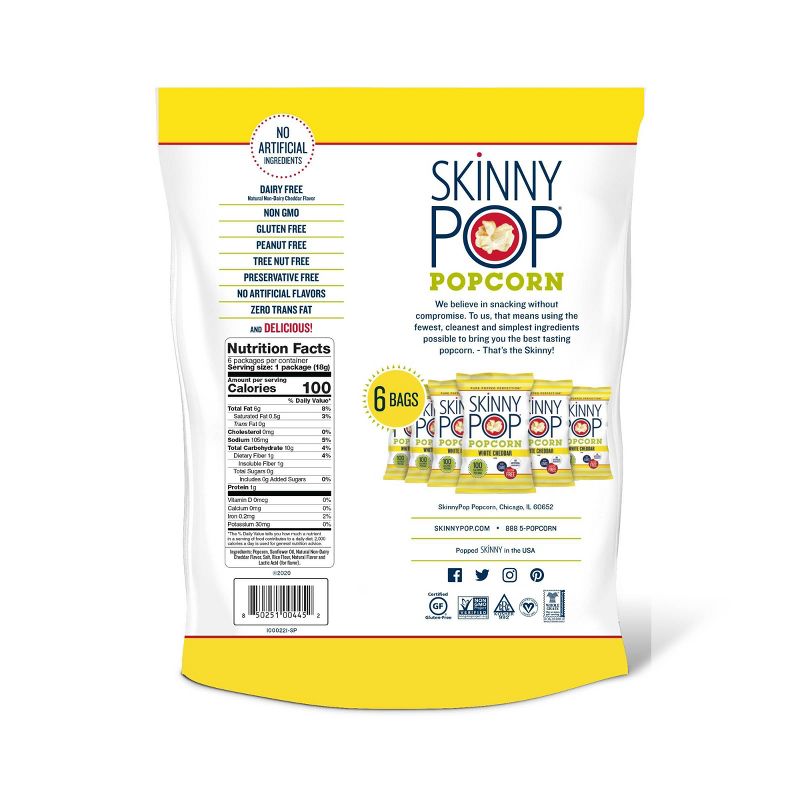 SkinnyPop White Cheddar Popcorn Skinny Pack - 6ct - 3.9oz, 3 of 5