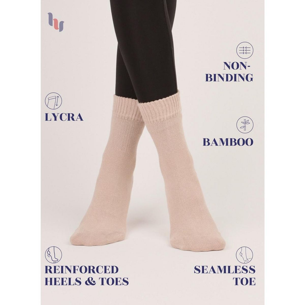 Hugh Ugoli Women's Diabetic Bamboo Ankle Socks Soft Seamless Toe Wide Fit (3 Pairs) - thumbnail 4