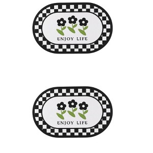 Unique Bargains Floral Non-Slip Absorbent Washable Home Decor Bath Mats 2 Pcs - 1 of 4