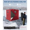 Pop-up Ice Fishing Tent, Hub-Style Insulated Portable Ice Fishing Shelter with Carrying Bag, Zippered Door, Wind Rope & Anchors - 4 of 4