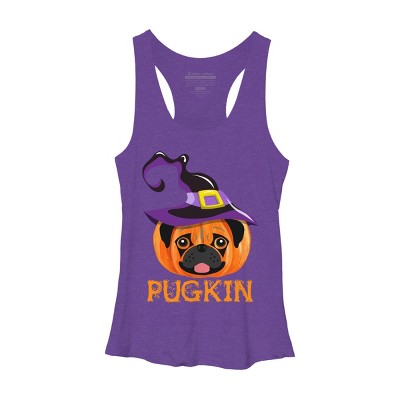 Women's Design By Humans Pugkin Pumpin Halloween By trantanphat95 Racerback Tank Top