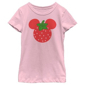 Girl's Disney Mickey Mouse Strawberry Silhouette T-Shirt - 1 of 4