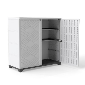 Decksplore Weatherproof Storage Cabinet - Horizontal Outdoor Shed Tucks Under Fences for Patios/Backyards - 1 of 4