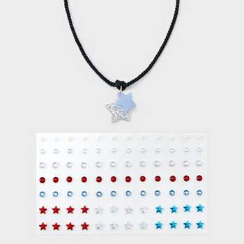 Americana Choker Face Gems and Necklace - Red/White/Blue
