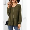 Clearlove Women's Casual V Neck Button Shirt Long Sleeve Blouse Asymmetrical Loose Flowy Ruffled Blouses - 2 of 4