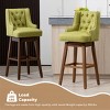 360 Degrees Swivel Bar Stool Set Of 2,Kitchen Chair With Footrest And Wood Legs,Linen Fabric Fixed Counter Height Chair-Cuddlewood - 2 of 4