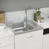 vidaXL Kitchen Sink with Drainer Set Silver 19.7"x23.6"x6.1" Stainless Steel - 3 of 4