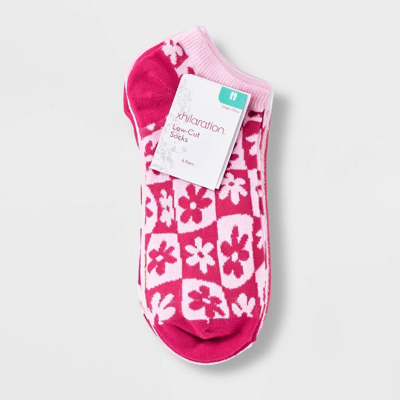 Women&#39;s Groovy 6pk Low Cut Socks - Xhilaration&#8482; Pink/White/Heather Gray 4-10, 3 of 5