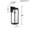 Possini Euro Design Atkins 24" High Modern Outdoor Wall Light Fixture Mount Porch House Edison Bulb Matte Black Die Cast Metal Clear Glass Shade - 4 of 4