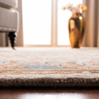 Hand-Tufted Light Blue and Ivory Wool Oriental Rug