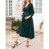 Maternity Dress Women's V-Neck Puff Sleeve Pleated Maternity Maxi Dress for Baby Shower or Casual Wear  lightgreenflower XL - 2 of 4