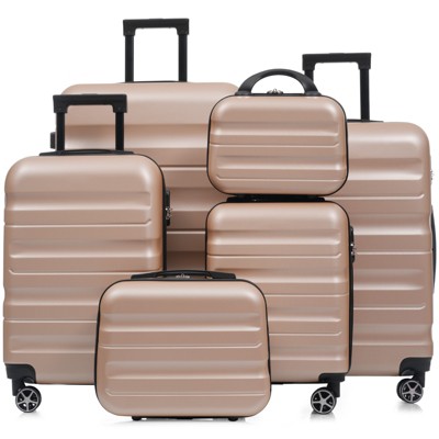 Coolife 6-Piece ABS Hardshell Luggage Set - Lightweight & Durable Suitcases with Dual Spinner Wheels