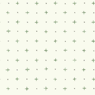 RoomMates Cross Stitch Magnolia Home Wallpaper Green