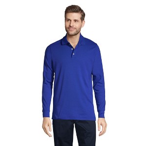 Lands' End School Uniform Men's Long Sleeve Interlock Polo Shirt - 1 of 4