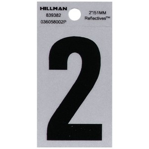 Hillman 2 in. Reflective Black Vinyl Self-Adhesive Number 2 1 pc (Case of 6) - 1 of 1