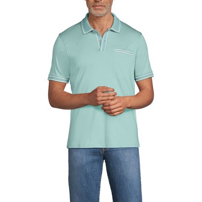 Lands' End Men's Short Sleeve Tipped Welt Pocket Supima Polo