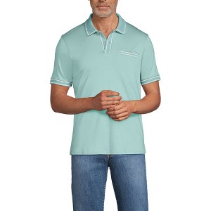 Lands' End Men's Short Sleeve Tipped Welt Pocket Supima Polo - 1 of 3