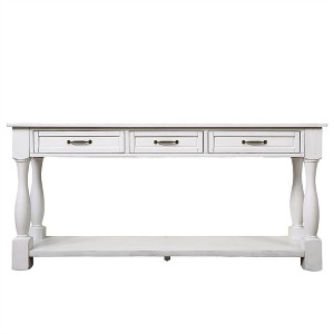 XINGHANZHENXUAN Solid Wood Console Table, 3 Drawers & Bottom Shelf, Sofa Table for Entryway, Hallway & Living Room - 1 of 4