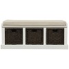 CENGHU Rustic Storage Ottoman Bench, Storage Bench with 3 Removable Classic Rattan Basket, Entryway Bench with Removable Cushion - 3 of 4