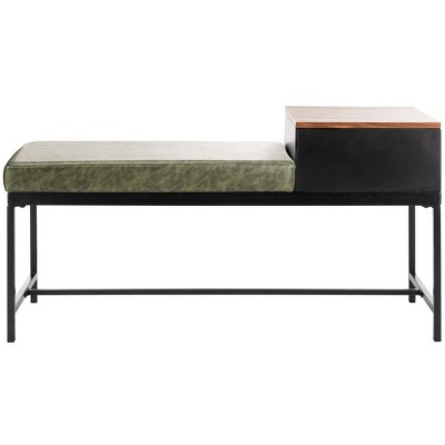 Transitional Maruka 47'' Black and Green Bench with Storage