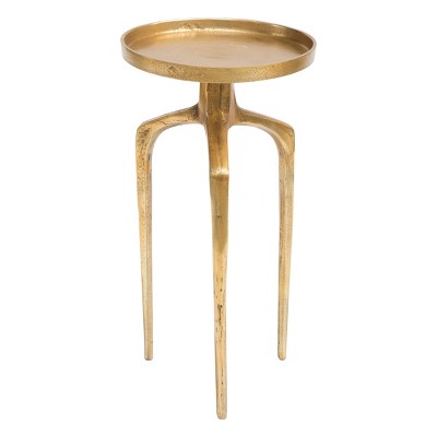 Antique Gold Round Metal Nesting Tables, Set of 2