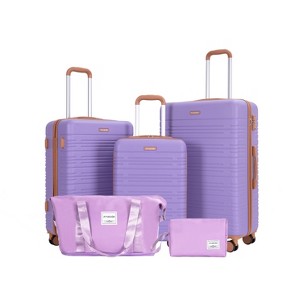 Whisen 5-Piece Set Luggage Sets ABS Lightweight Suitcase with Travel Bag, Toiletry Bag, TSA Lock and Rotating Wheels - 1 of 4