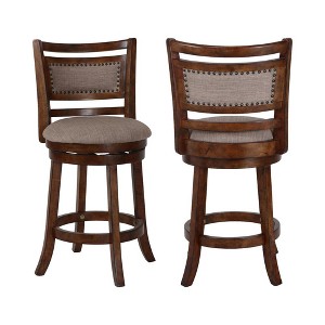 New Classic Furniture, Aberdeen Brown Solid Wood Swivel Counter Stool (Set of 2), Brown - 1 of 4