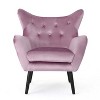 Pink Velvet Wingback Accent Chair: Tufted, with Decorative Pillow, Ideal for Cozy Corners - 2 of 4