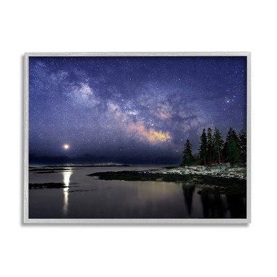 Stupell Industries Galaxy Stars Over Coastal Winter Night Framed Giclee Art