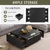 Square Wood Coffee Table with Drawers Rustic Farmhouse Center Table for Living Room - 4 of 4