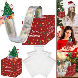 Christmas Money Pull Box with Card, Creative Surprise Cash Gift Holder for Holiday Birthday Party Supplies - 1 of 4