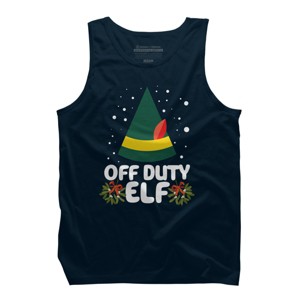 Men's Design By Humans Off Duty Elf Christmas By Thingsandthings Tank Top - 1 of 3