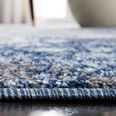 Light Blue and Grey Abstract Reversible Synthetic Area Rug