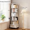 360° White Wooden Display Console Bookshelf with Storage Drawer,6-Tier Small Space Rotating Bookshelf Tower for Living Room Bedroom-Baofuwish - 4 of 4