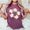 Simply Sage Market Women's Pink Flowers and Buds Short Sleeve Garment Dyed Tee - 2 of 3