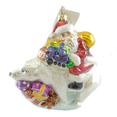  Christopher Radko Riding Bearback Ornament Santa Polar Bear  -  Tree Ornaments 