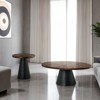 Sapphtopaz 36" Modern Coffee Table with Groove Drum Base Round Living Room Table with High Gloss Parquet Pattern Top Coffee Bar for Living Room - 4 of 4