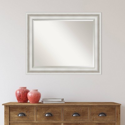 34" x 28" White Ornate Framed Bathroom Vanity Mirror